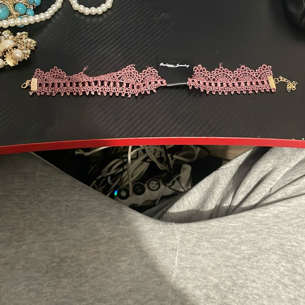 Pink necklace and gold endings